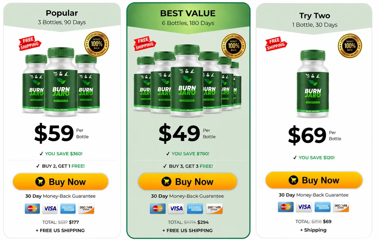 Burn Jaro capsule bundle options and pricing